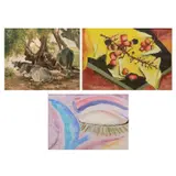 a. Farm Scene b. Still Life c.Untitled by a. Carlos<br>b. Lo-tsen <br>c. Arnel Navarro, a. oil on canvas<br> b. watercolor and ink on paper<br> c. watercolor on paper, offered Jul 2023