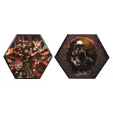 a. Space Time Tunnel Series II b. Settlement Series III by a. Arturo Sanchez Jr.<br> b. Kim Hamilton Sulit, a. acrylic & collage in clear cast resin <br>b. oil on shaped canvas, offered Jul 2023