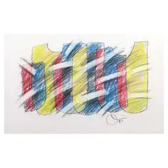 Untitled by Romulo Olazo, pastel on paper, offered Jul 2023