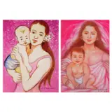A. Roma, i. Mother and Child ii. Mother and Child, i. watercolor on paper <br>ii. pastel and colored pencil on paper