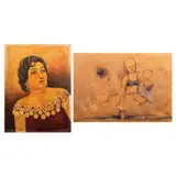 a. Portrait of a Woman b. Woman on the Big Book by a. Gonzales <br>b. Unidentified Artist, a. oil on canvas<br> b. watercolor on paper, offered Jul 2023