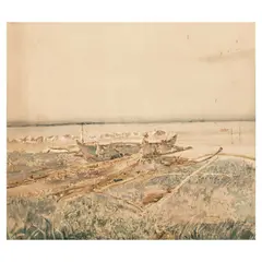 Rafael Cusi, Seascape, watercolor on paper