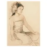José T. Joya, Woman with Head Gear, pastel on paper