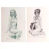 Ric Hernandez, a. Nude b. Nude, a. pastel on paper<br /> b. charcoal on paper