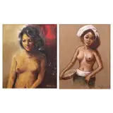 a. Nude b. Nude by a. Sochardjo<br & > b. F. Rachman, a. oil on canvas<br /> b. oil on canvas, offered Jul 2023
