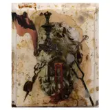 Arturo Sanchez, Head Hunting I, acrylic and collage in clear cast resin