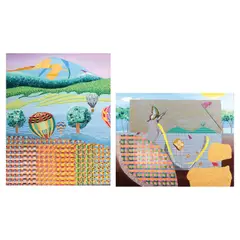 Artomes, a. Untitled b. Untitled, a. signed (lower right)<br /> b. mixed media on canvas