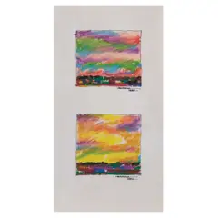 Abstraction by Ibarra dela Rosa, pen and ink and pastel on paper, offered Jul 2023