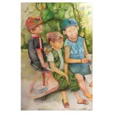 Lourdes Morales Cabrera, Tiboli Kids At Play, oil on canvas