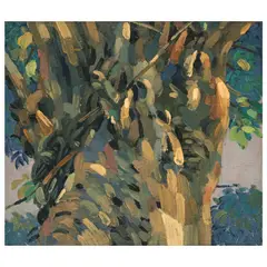 Tree Trunk by Ibarra dela Rosa, oil on canvas, offered Jul 2023