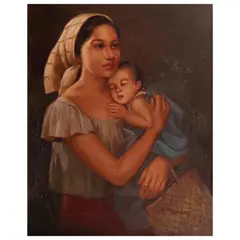 Cesar Amorsolo, Mother and Child, oil on canvas