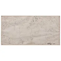 Fiesta by Norma Belleza, pen and ink on paper, offered Jul 2023
