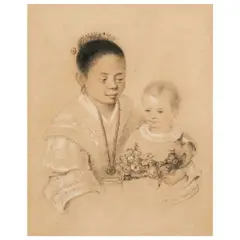 Jc, Mother and child, mixed media on paper