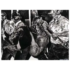 Victor Balanon, Parliament of Rooks, india ink on canvas paper