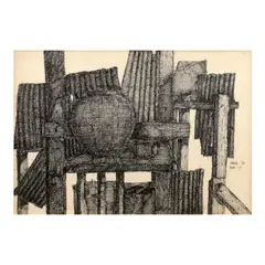 Untitled by Ely Santiago, pen and ink on paper, offered Apr 2023