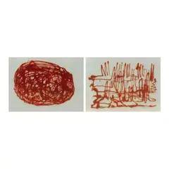 Aba Lluch Dalena, a) This Is Your Life b) Untitled, enamel on paper each
