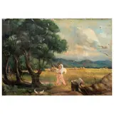 Crispin V. Lopez, Rural Scene, oil on canvas