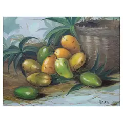 Still Life (Mangoes) by Jd Castro, oil on canvas, offered Apr 2023