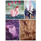 i. Untitledii. Abstractiii. Purple Fairyiv. Untitled by A Lot of Four Paintings<br>i. Jeffrey Q. Guanlao<br>ii. ABV<br>iii. Jzy Tilos<br>iv. Cyril Turao, i. acrylic on canvas<br>ii. acrylic on paper<br>iii. acrylic on canvas<br>iv. oil on canvas, offered Apr 2023