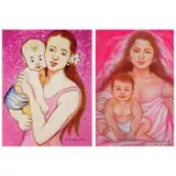 A. Roma, i. Mother and Child ii. Mother and Child, i. watercolor on paper<br>ii. pastel and colored pencil on paper