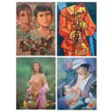 a)Untitledb) Untitledc) Nuded) Mother and Child by a. Martinez<br>b. Michael<br>c. A. Pacheco<br>d. Reyes, a) acrylic on canvas <br>b) acrylic on canvas<br>c) oil on canvas<br>d) acrylic on canvas, offered Apr 2023