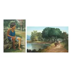 Vincent Ramos, i. Childhoodii. Landscape, i oil on canvas<br>ii oil on canvas
