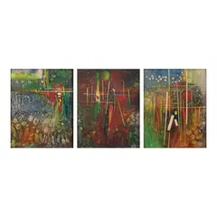 Abstract by Herminigildo L. Tecson, oil on wood, offered Apr 2023
