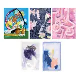 a. One Foot in Chaos, Another Not in Orderb. Untitled I and IIc. Untitled #10 and #18 (Screen Detox Drawings) by a. Liam de Leon<br>b. Mike Crisostomo<br>c. Issay Rodriguez, a. oil and acrylic on canvas<br>b. oil on canvas paper<br>c. water soluble crayons and parkerink on 100% cotton paper, offered Apr 2023