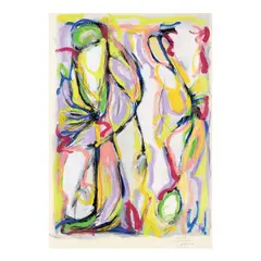 Abstraction by Hermès Alègrè, mixed media on paper, offered Apr 2023
