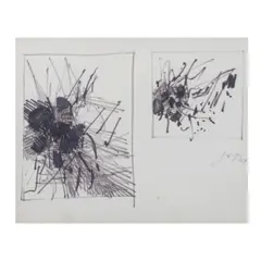 Untitled (Abstract) by José T. Joya, mixed media (oil wash, pen and ink on paper), offered Jan 2023