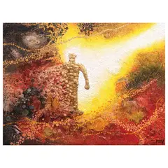 Transformation by Mark Alcalde, mixed media on canvas, offered Oct 2022