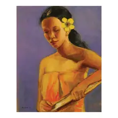 Dalagang Nakasarong by Mia Herbosa, oil on masonite, offered Oct 2022