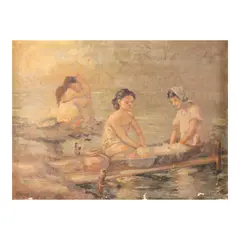 Lavanderas by Jd Castro, oil on canvas, offered Oct 2022