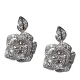 Diamond Rose Motif Dangling Earrings, Untitled