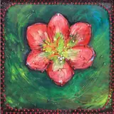 Pearle Saprid, Lily, acrylic, mixed media on wood
