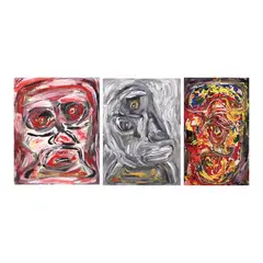a) Untitled
b) Untitled
c) Timeless Communication is Gold by Mark Hernandez, a) acrylic on paper b) acrylic on paper c) mixed media, offered Jul 2022