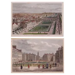 a) Old view of St. James Palace, Before the Great Fire of London b) Hanover Square, In 1750 by Two Prints, print, offered Apr 2022