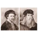 Mark Arcamo, a) Portrait of Rembrandt
b) Portrait of Leonardo Da Vinci, a) watercolor on paper b) watercolor on paper