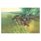 Six Carabaos by Cesar Buenaventura, oil on canvas, offered Apr 2022
