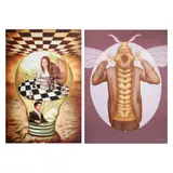 Cyril Turao, a) Untitled
b) Bee as Female Reproductive Organ, a) oil on canvas b) oil on canvas