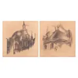 Cesar Legaspi, a) Eglise Notre Dame de Bon Secours,
Montreal, Canada
b) Eglise St. Sulpice, Paris, a) lithograph, 99/250 b) lithograph, 99/250