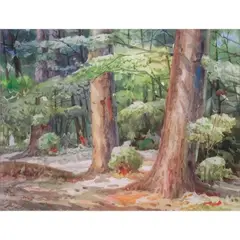 Forest by Sofronio y Mendoza, watercolor on paper, offered Jan 2022