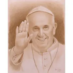Mario Panis, Pope Francis, charcoal on paper