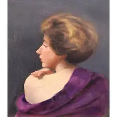 Portrait of a Woman by Mia Herbosa, oil on canvas, offered Jan 2022
