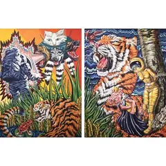 St. George and the Maiden (diptych) by Redd Nacpil, oil on canvas, offered Jan 2022