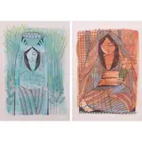 a) Untitled b) Untitled by Francisco Tejada Nacion Jr., mixed media on paper, offered Jan 2022