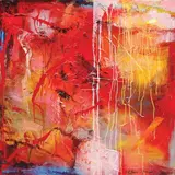 Cid Reyes and Edwin Wilwayco Collaboration, Red Desert “Luminescence”, mixed media on canvas