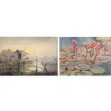 a) Eddie Sarmiento b) Roberto Balajadia, a)Untitled
b)Untitled, a)oil on canvas b)oil on canvas
