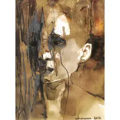 Cave by Martin Honasan, mixed media on paper, offered Jan 2022
