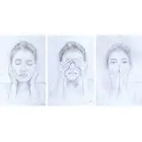 Paul David S. Magisa, Hear No Evil, See No Evil, Speak No Evil, graphite on paper